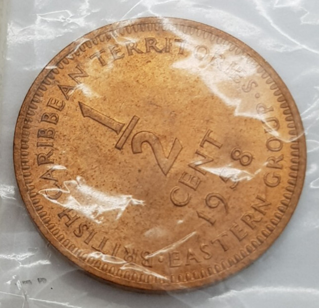 1958 British E Caribbean Territories 1/2 Cent