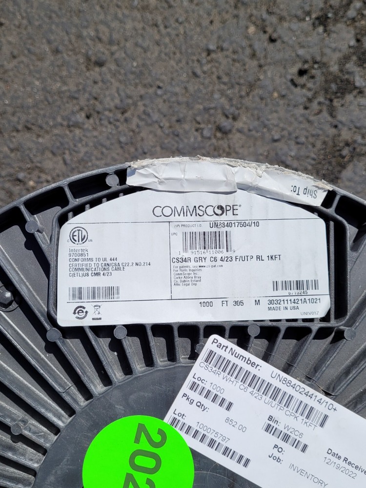 Commscope CS34R 23/4P Cat6 F/UTP WebTrak Riser Shield Network Cable Gray 852ft