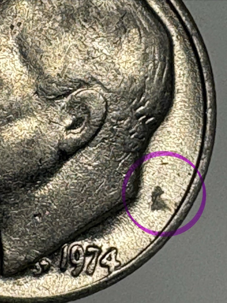 1974 Dime Missing Mint Mark And Faint “US”On The Back Side, More Errors