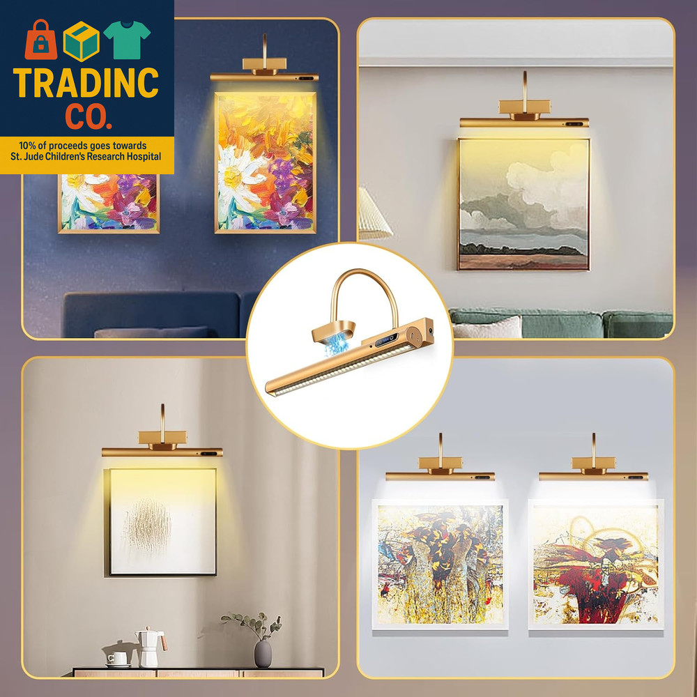 Dimmable Cordless Picture Light with Controller and Timer, Rechargeable 5000Mah