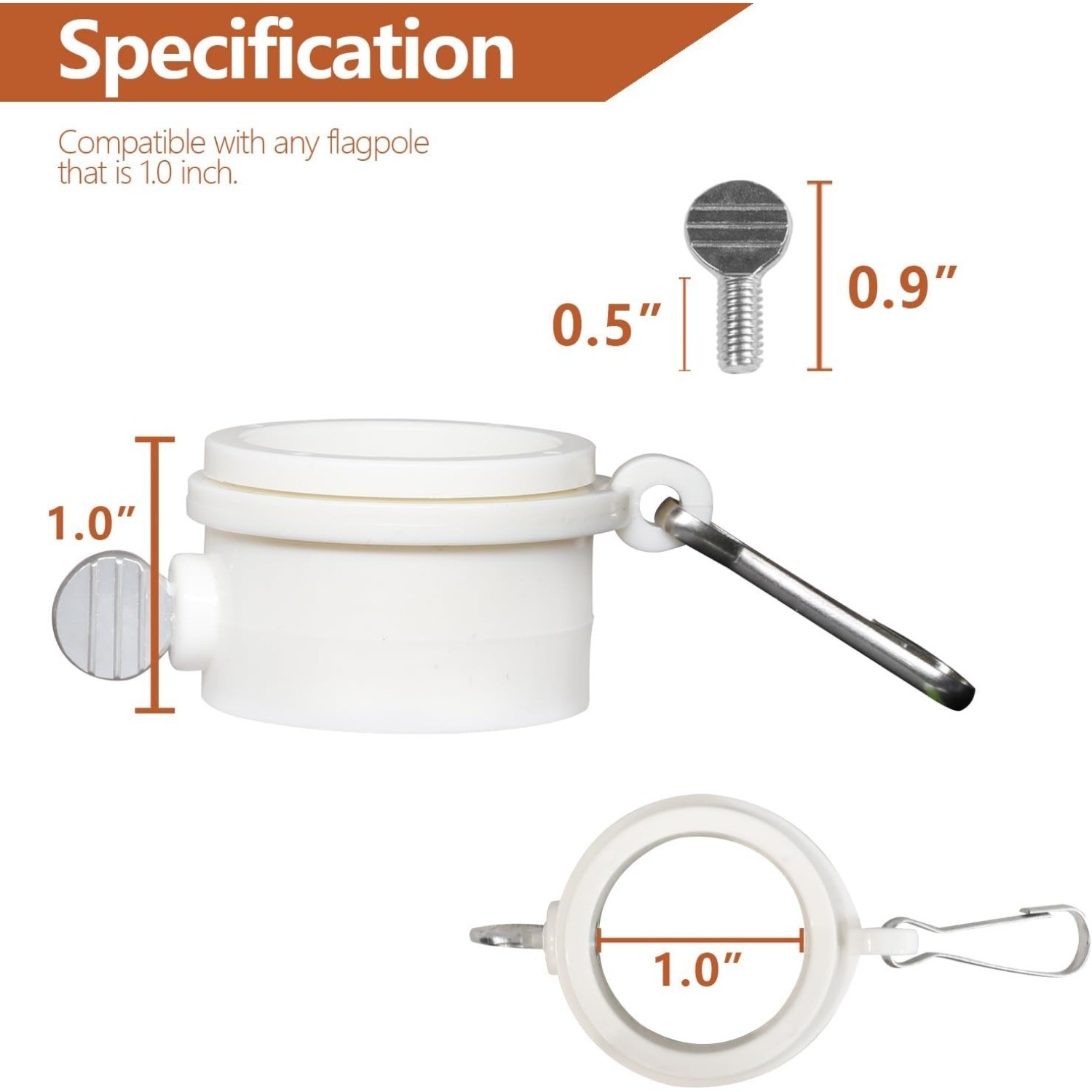 Anley 2Pcs Flag Pole Mounting Ring Clip - Rotating Flapole Mounting Rings 1 inch