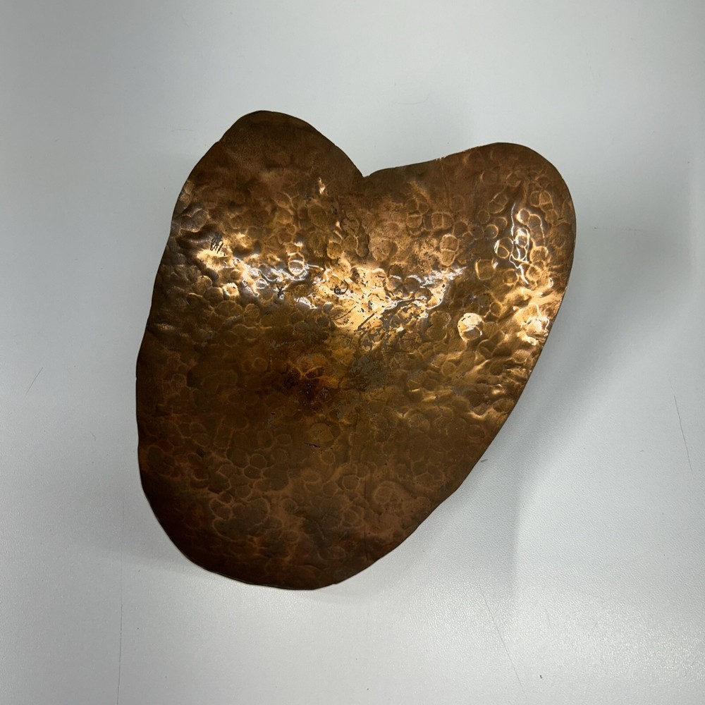 Hammered Copper Heart Shaped Trinket Dish Bowl