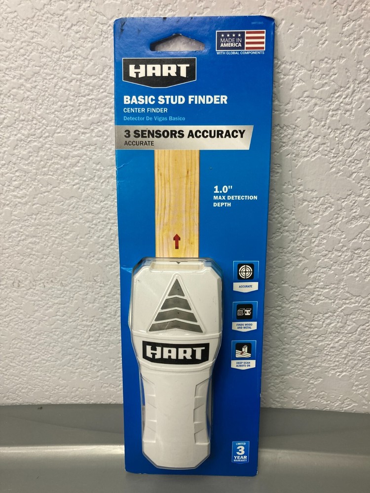 HART BASIC STUD FINDER 3-Sensors 1.0" DETECTION DEPTH DEEP SCAN Wood Metal Studs