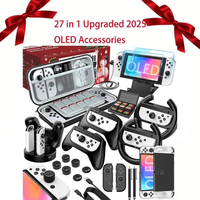 27 in 1 Upgraded Switch OLED Accessories, Switch Accessory Bundle Kit For Gift,s
