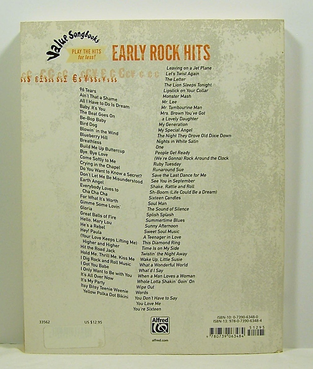 Early Rock Hits Piano/Vocal/Chords Songbook Sheet Music The Who, The Kinks more