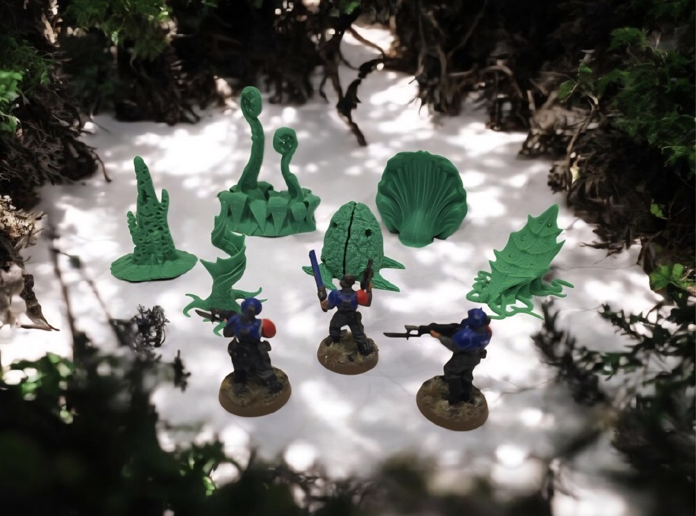 3D Printed Tabletop War Terrain Alien Plants Set D Perfect For 40K / Kill Team