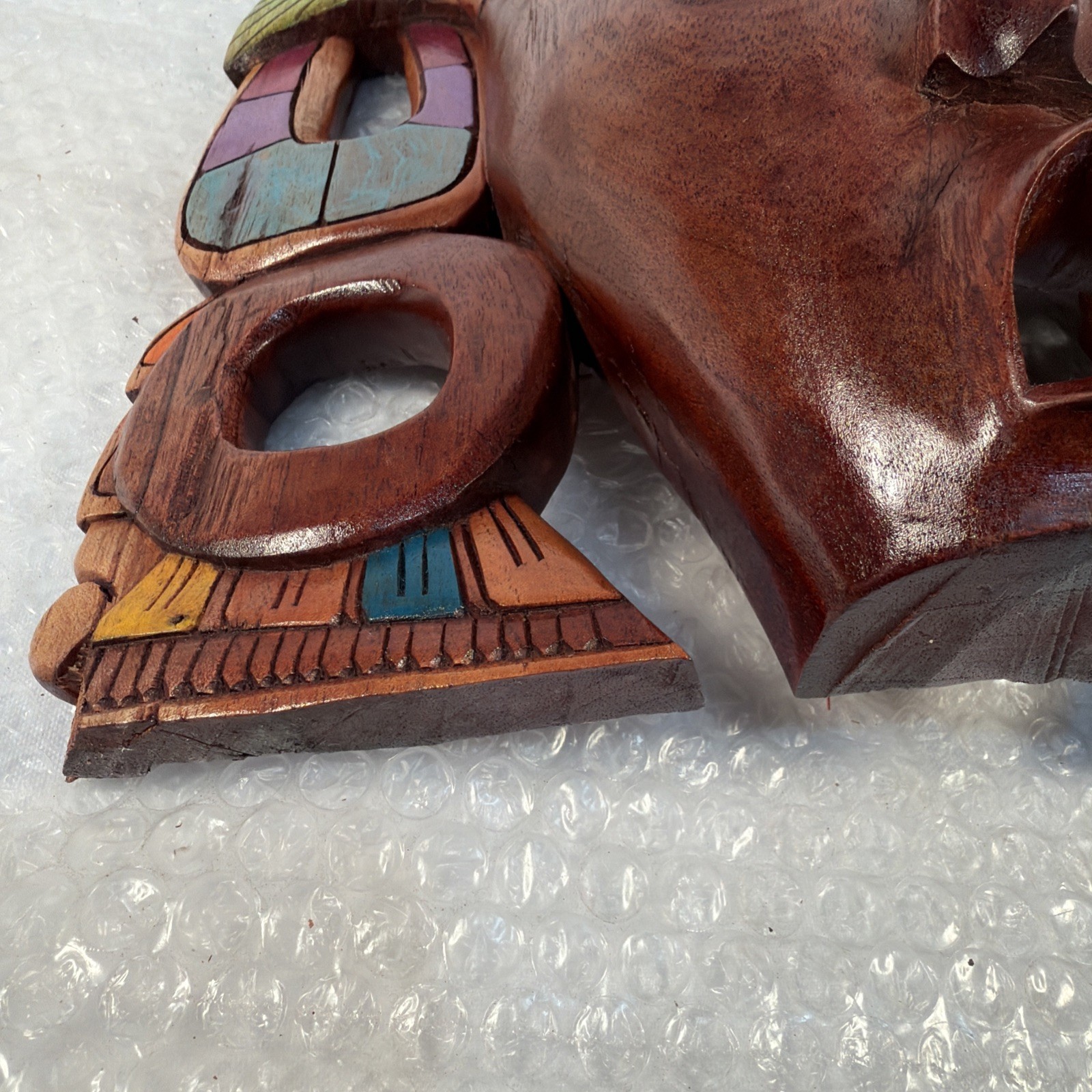 Hand-Carved Wooden Mayan Mask From Mexico