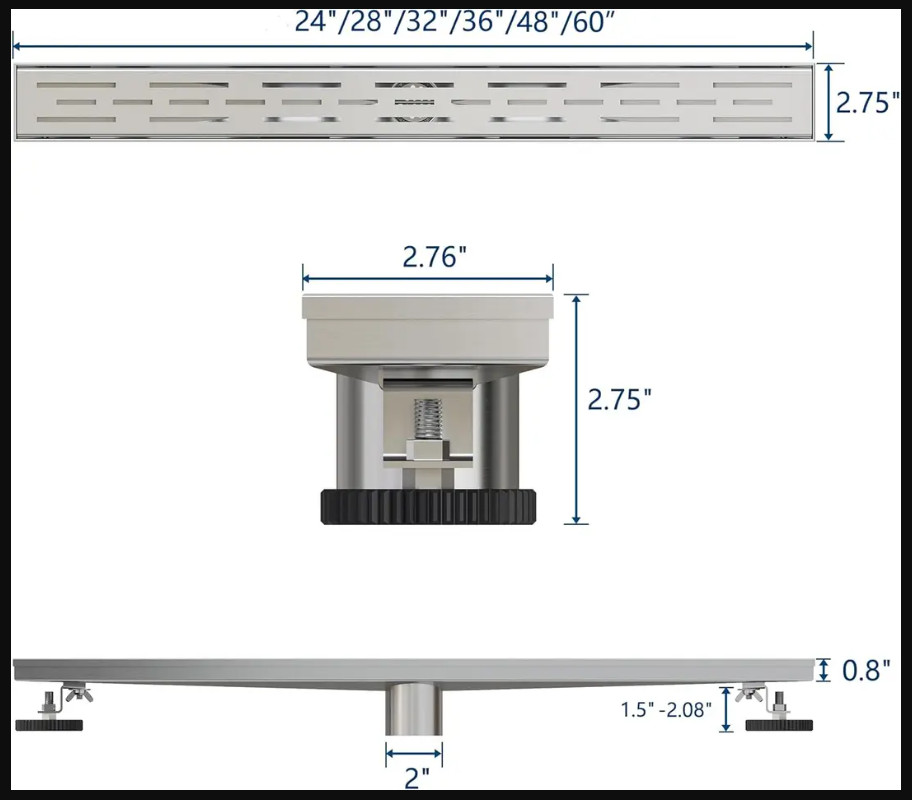 Neodrain 36" Rectangular Linear Shower Drain w/Brick Pattern Brushed Stainless