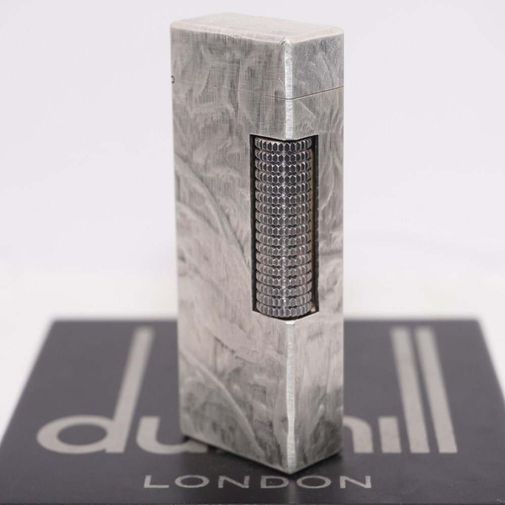 Dunhill Lighter Silver plate Silk Moire Pattern_Ultrasonically cleaned