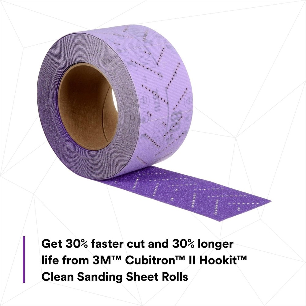 3M (34449) Cubitron II Hookit Hook & Loop Clean Sandpaper Sheet Roll, 320 Grit