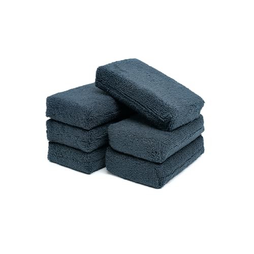 - Premium Grade Terry Microfiber Detailing 3"x5" (6 Pack) Black Terry Weave