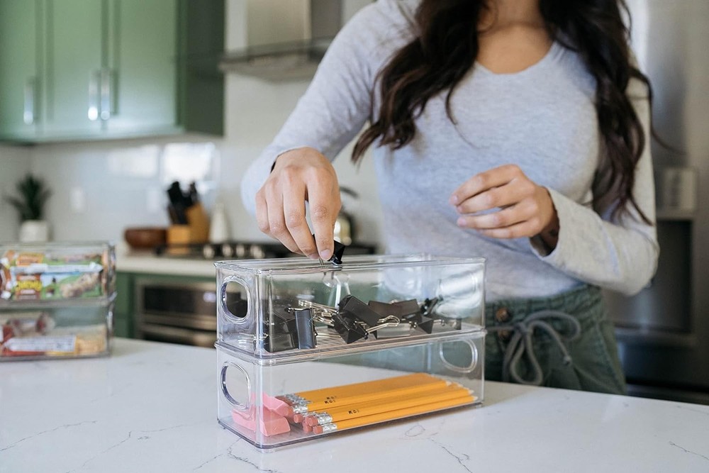 ClearSpace 8 Pack Plastic Pantry Organization Bins for Kitchen & Fridge