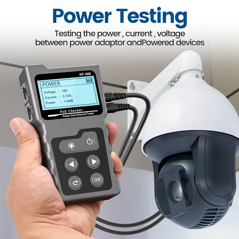 PoE Checker Inline PoE Voltage & Current Tester With Cable Tester NF-488