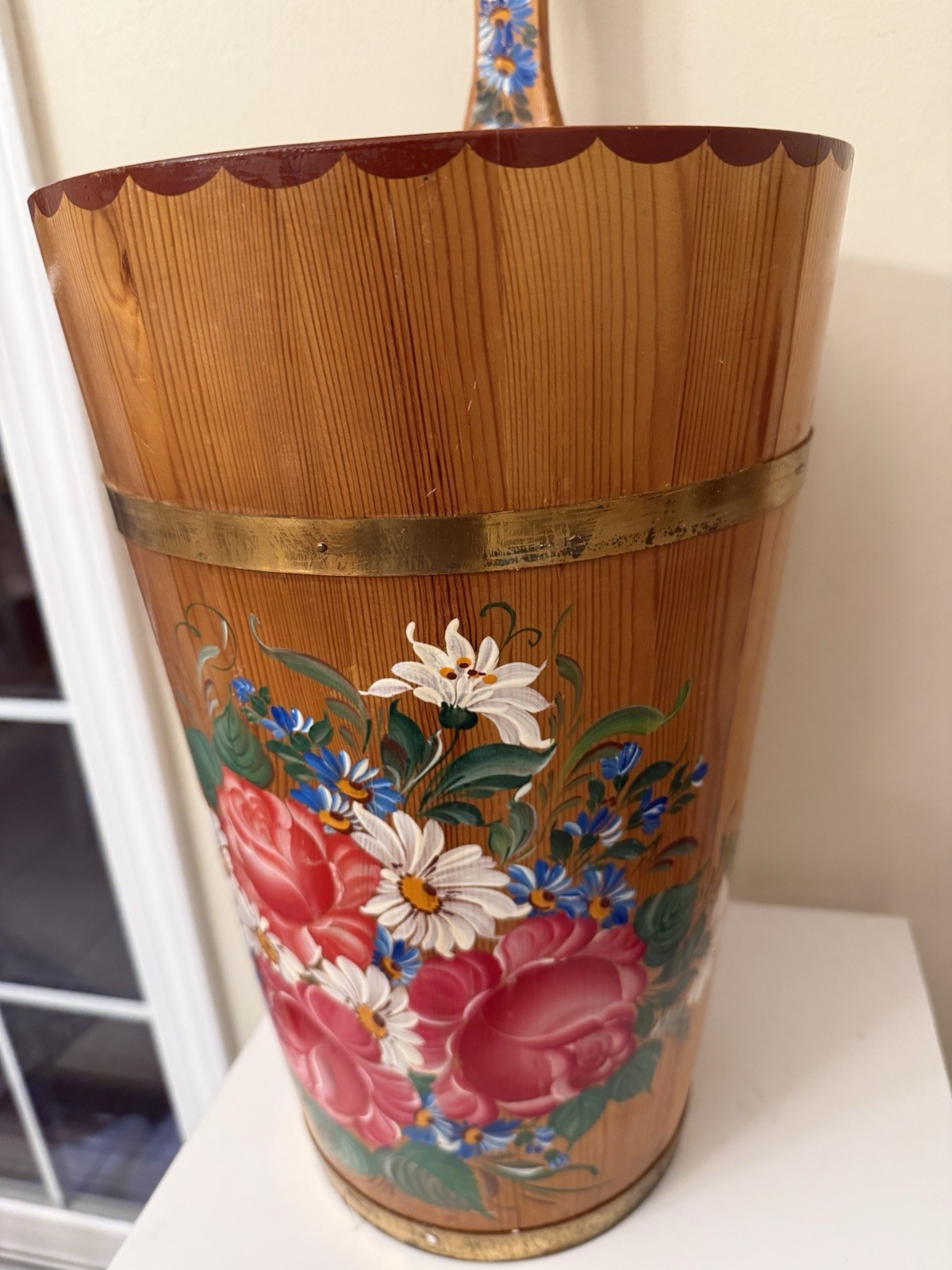 VTG Wood Umbrella Cane Plant Stand Handcrafted Painted Country Farmhouse 24"