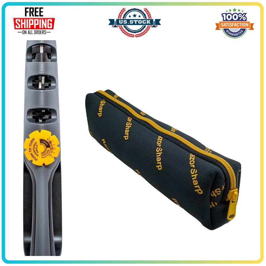 RazorSharp Knife Sharpener with Adjustable Angle, Diamond Ceramic Stones