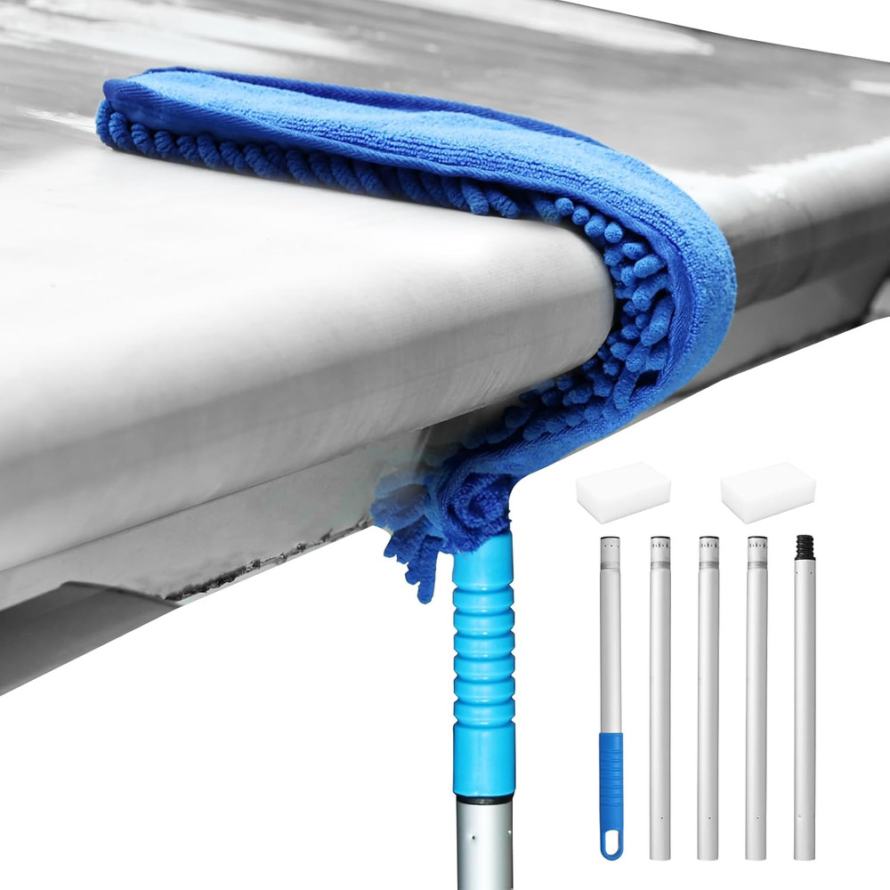 RV Awning Cleaner, Bendable Mop-Head, Hyper-Absorbent Pad, Extendable Pole, Non-