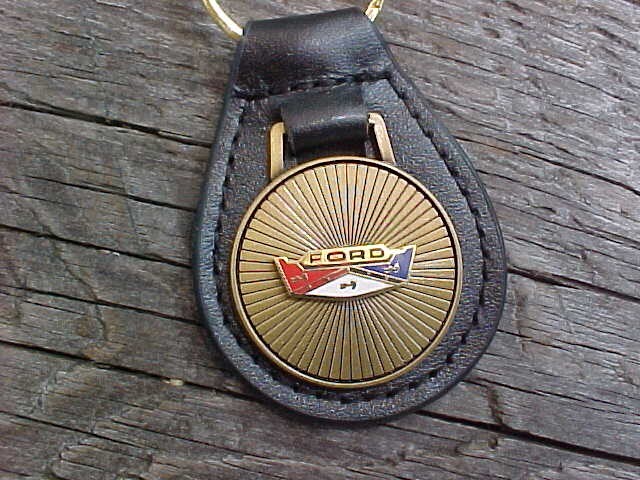 1950s 1960s FORD FAIRLANE CREST GOLD LEATHER KEY FOB NOS CUSTOM-MADE HI-QUALITY