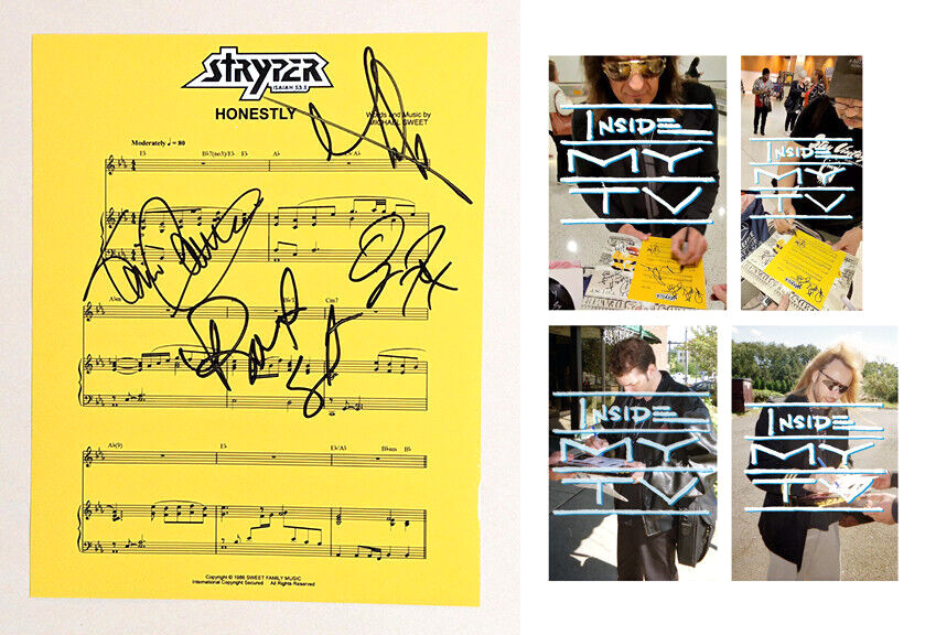 STRYPER signed 8x10 PHOTO Michael Tim Robert Oz TO HELL DEVIL coa