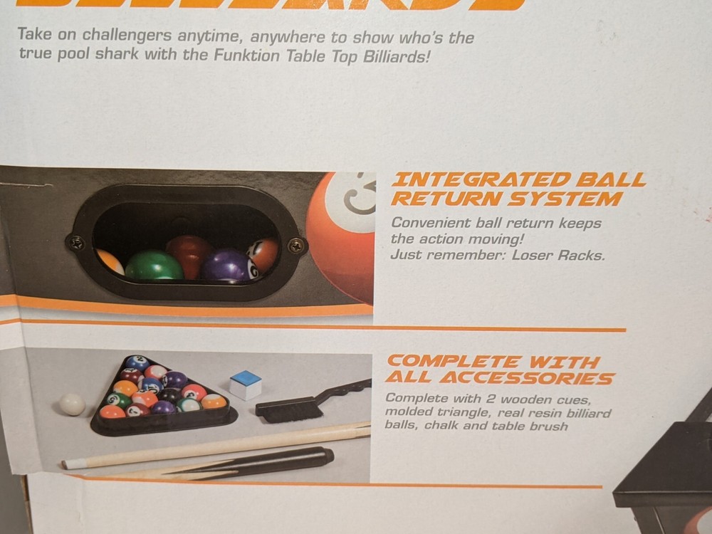 Funktion Tabletop Mini Pool Billiards Game Set - Complete with All Accessories