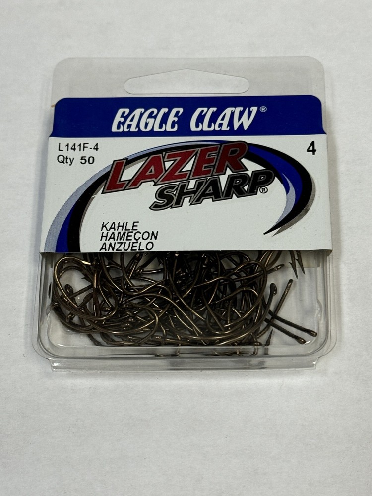 Qty 50 Eagle Claw Laser Sharp Hooks L141F-4 Size 4