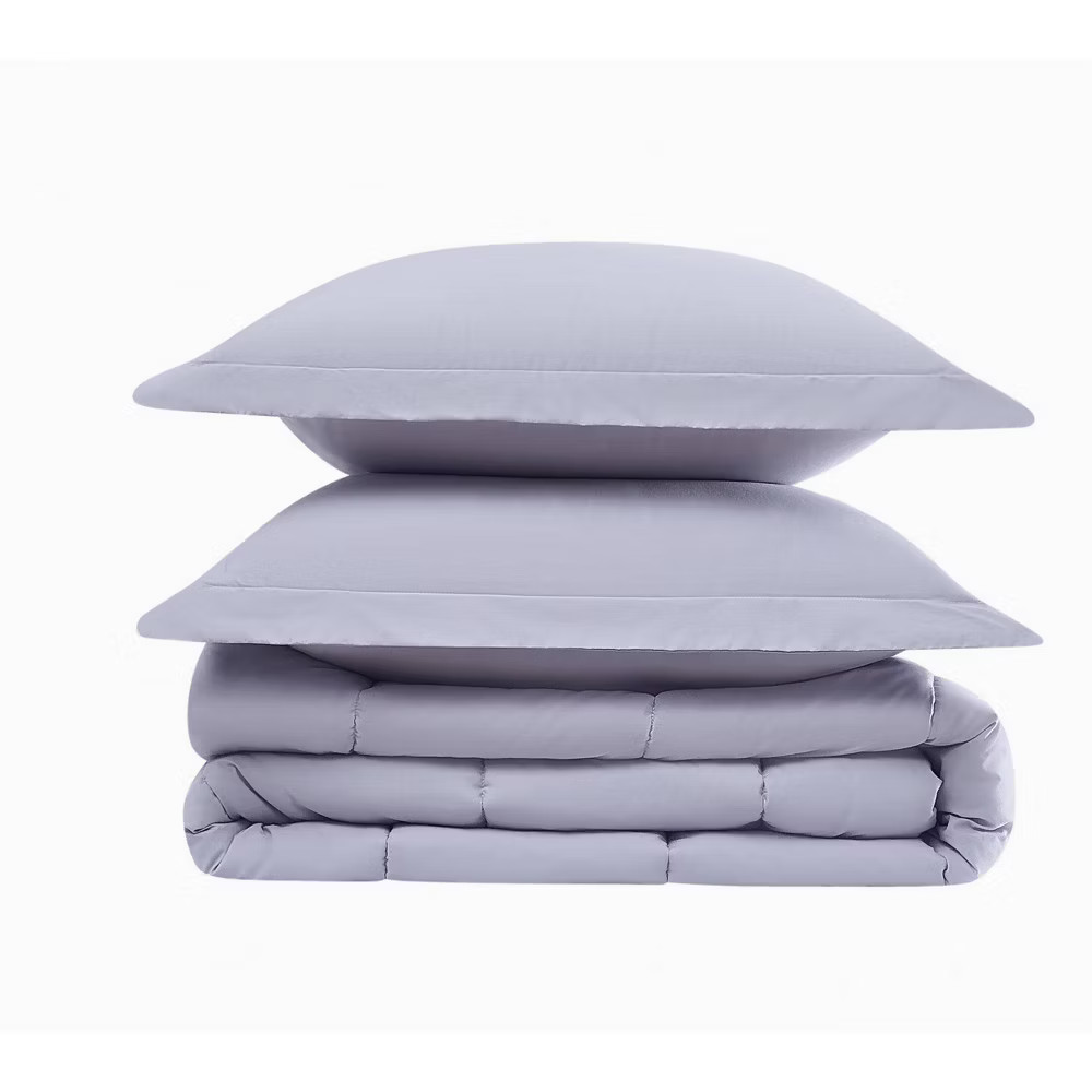 Brooklyn Loom Twin Solid Percale Comforter Set Lavender