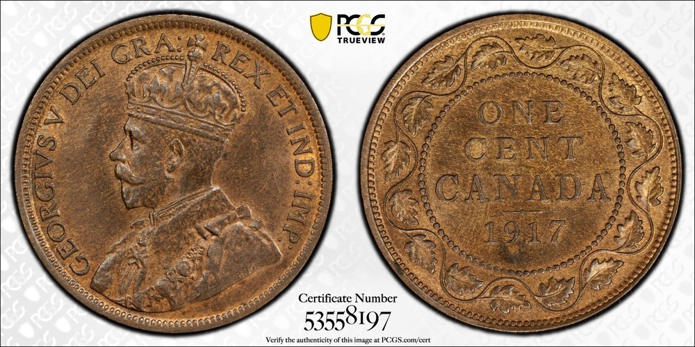 1917 Canada large cent PCGS MS64RB