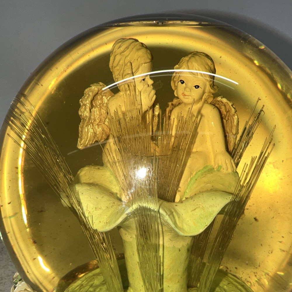 Snow Globe 2 Angels Sitting On A Flower