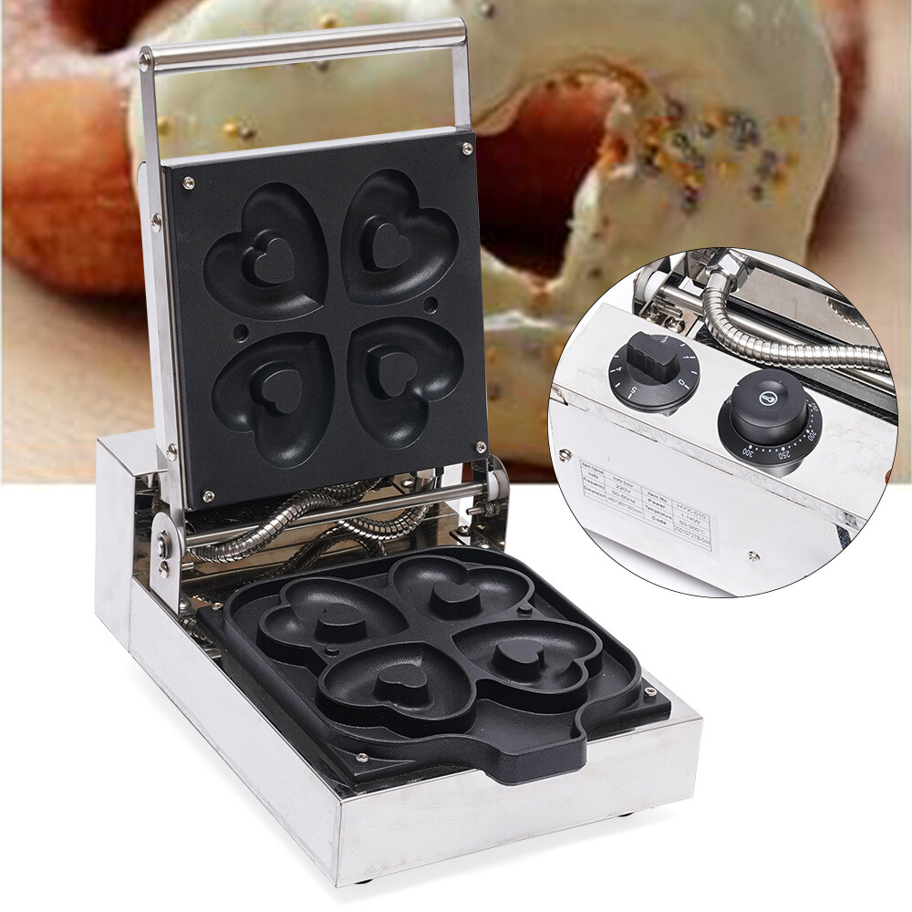 4pc Mini Heart Shape Donut Maker Commercial Electric Waffle Machine Waffle Maker