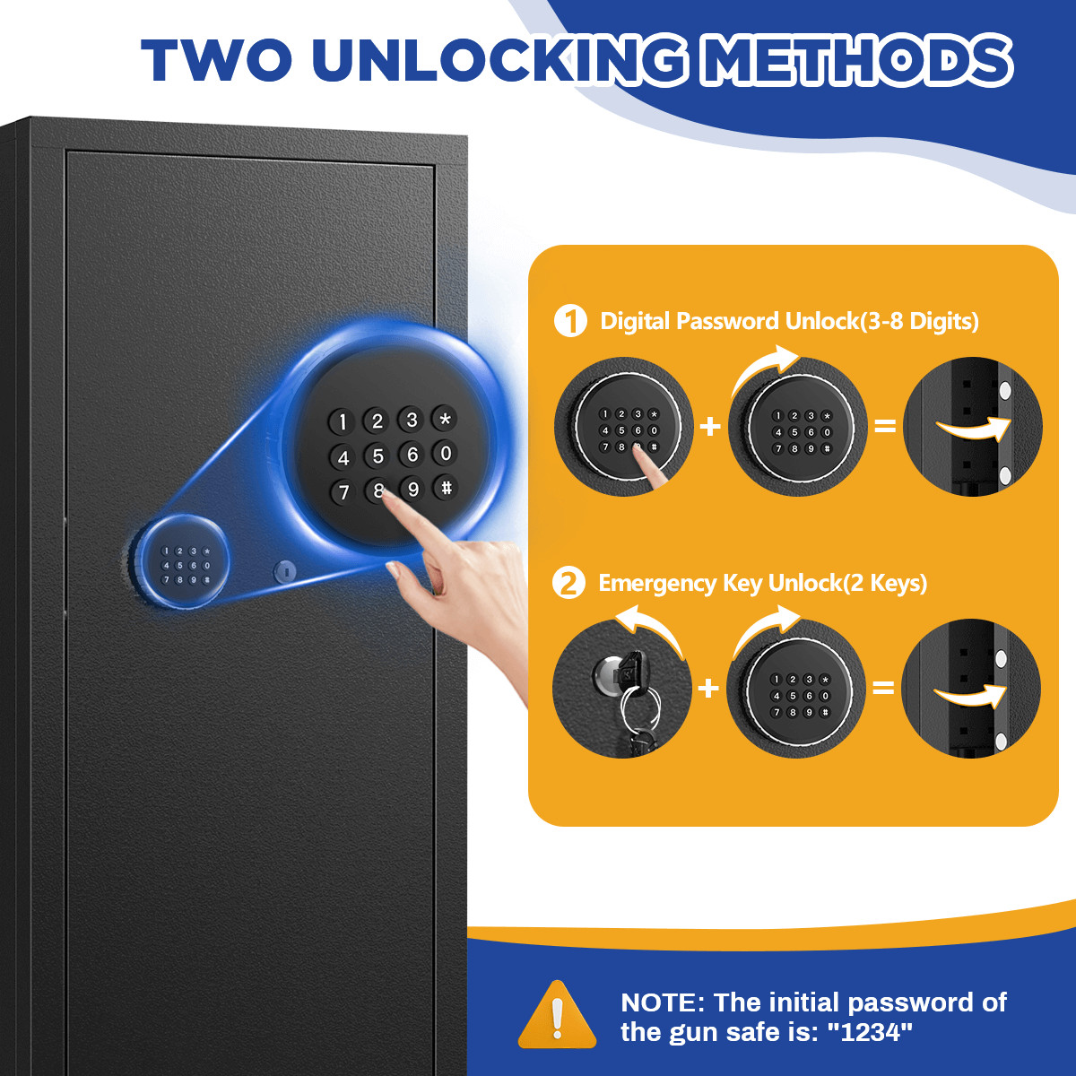 BESAFETY 12-15 Rifle Gun Cabinet for Home Steel Security Gun Safe with Alarm