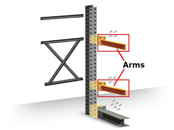 Structural Cantilever Racking Straight Arm - 48" x 4" Heavy Duty Arm