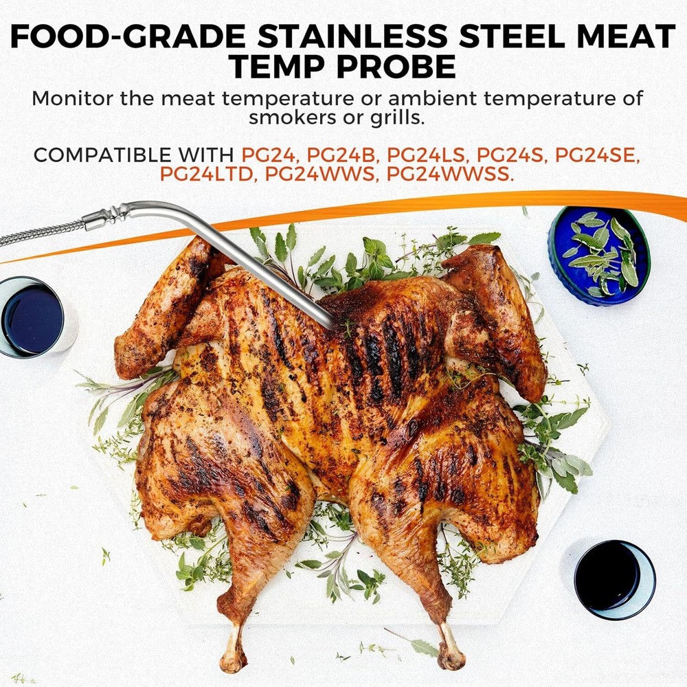 2 Pack High Temperature Meat Probe Replacement for Camp Chef Wood Silver