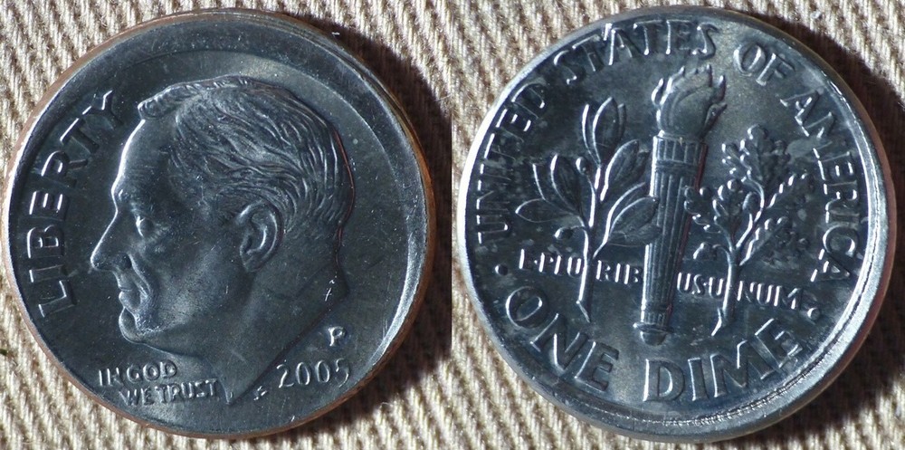 Errors : 2005P Dime O/C Tilted Collar Ram Struck Better Date IREC109