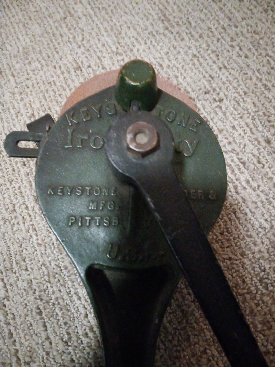 Vintage Keystone Hand Crank Bench Grinder 1920s