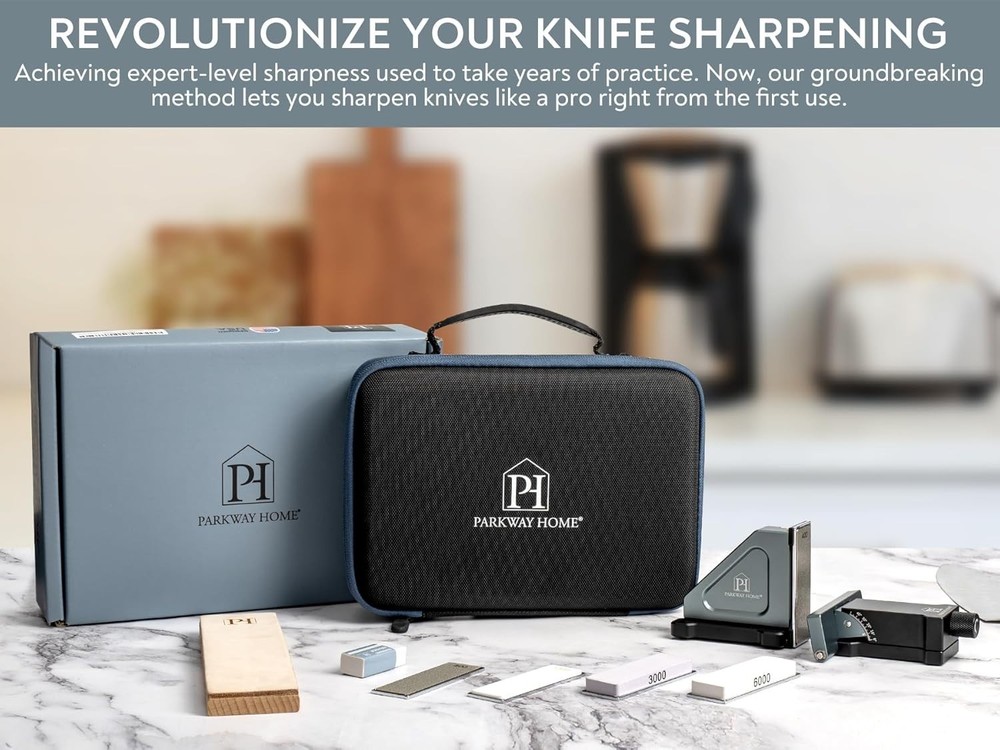 ADJUSTABLE ROLLING KNIFE SHARPENER KIT: Adjustable Height, 30 Angle Options, ...