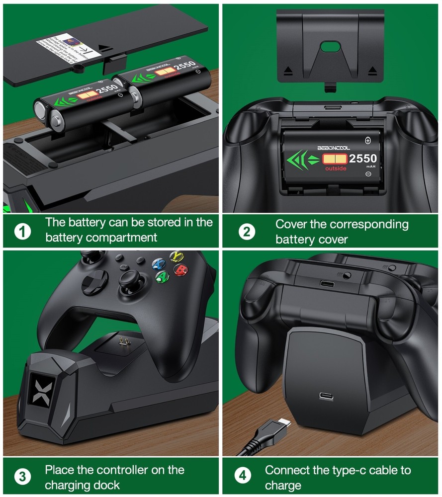 Rechargeable Battery Pack +Charging Dock Station For Xbox Series X/S Controller