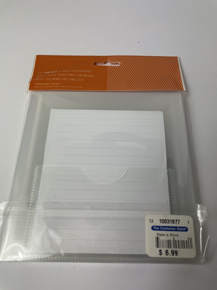 8 Plastic CD Envelopes with 8 folded insert cards
