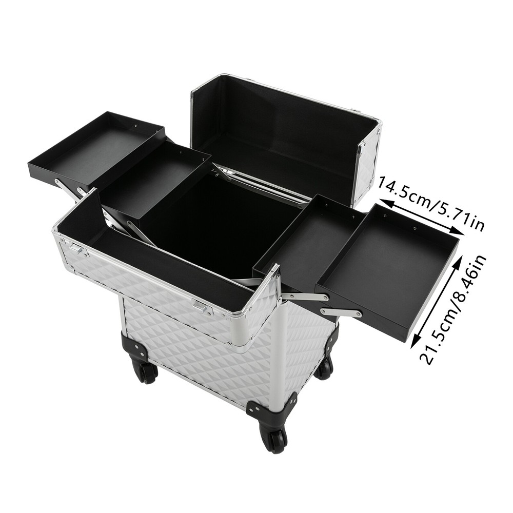 Professional Rolling Makeup Case, Multifunctional Cosmetic Organizer