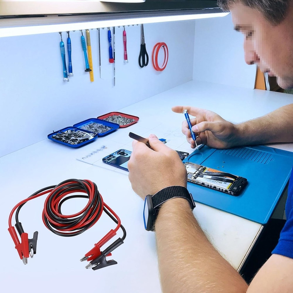 Robust 2-Pack 6.6 Ft Alligator Clips, 1500V Rated Cables for Versatile Testing