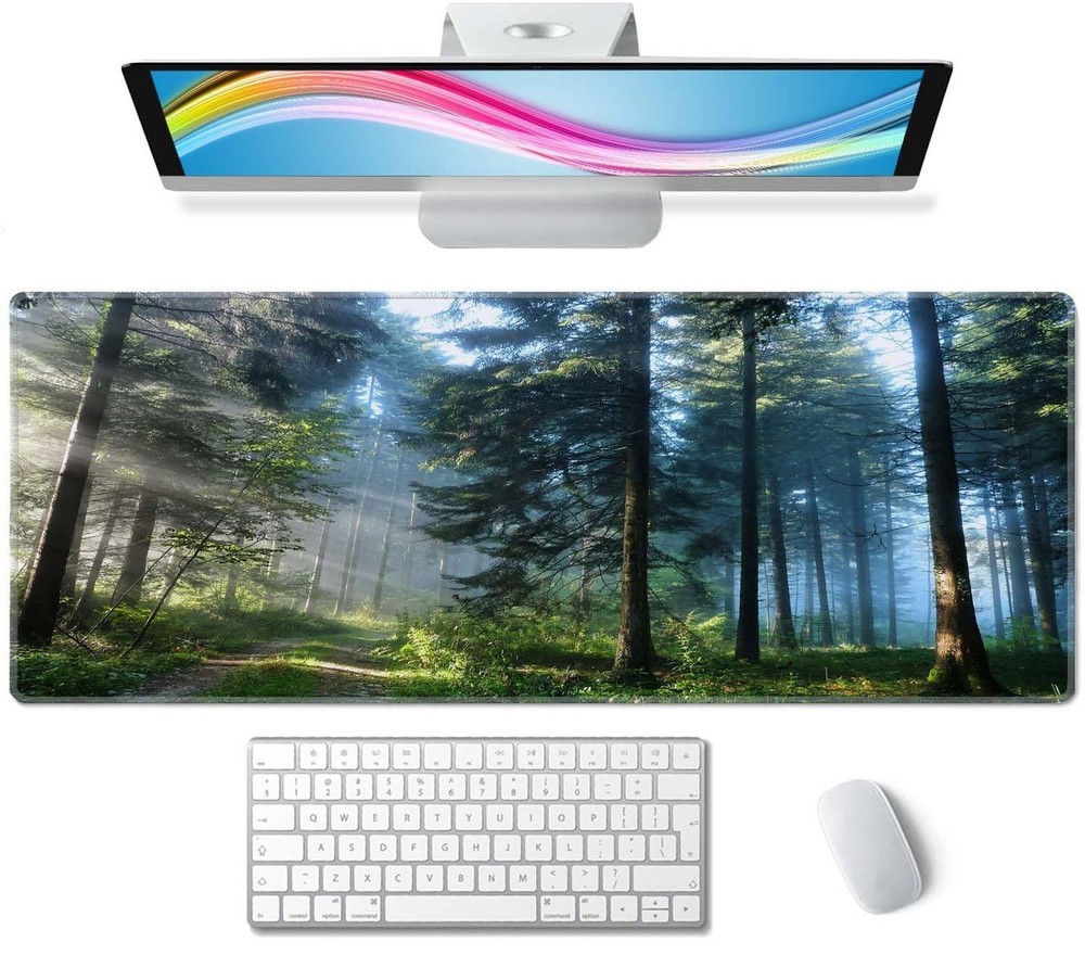 Forest Morning Large Gaming Mouse Pad Keyboard Desk Pad Extended Mouse Pad Ga...