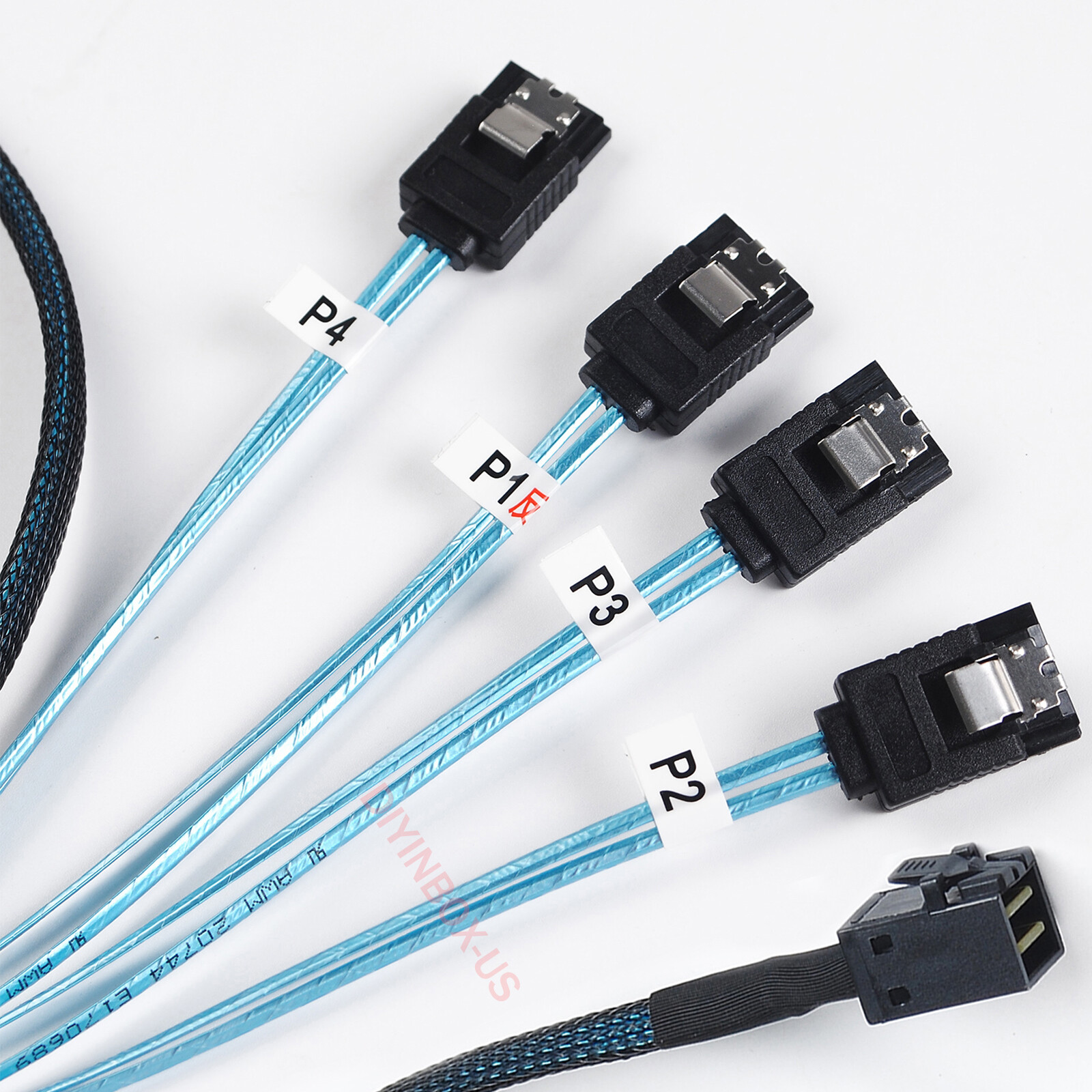 X2 Mini SAS SFF 8643 36pin to Mini 4X SATA 7Pin HD Reverse Breakout Cable 12Gb/s