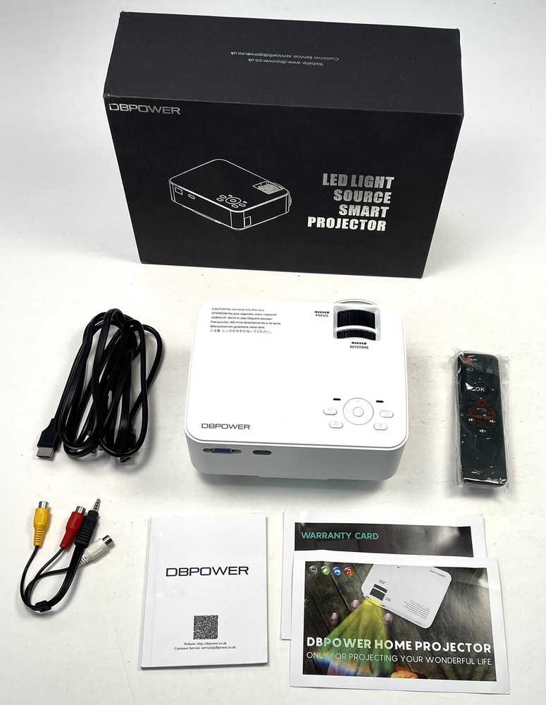 DBPOWER LED Light Source Smart Mini Projector Model T20 SKU: PJ0703 Tested EUC