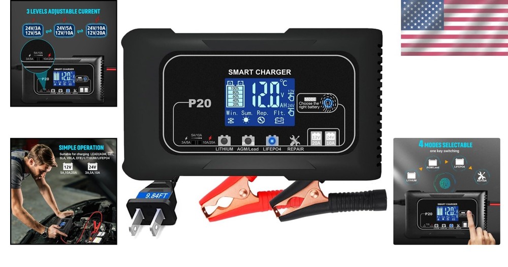 Multi-Functional Lithium Battery Charger - 9-Stage Charging
