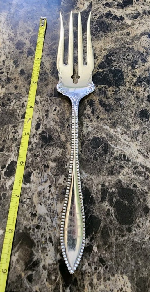 1847 ROGERS ANTIQUE c1895! VISTA PATTERN SILVERPLATED MEAT SERVING FORK 🥩