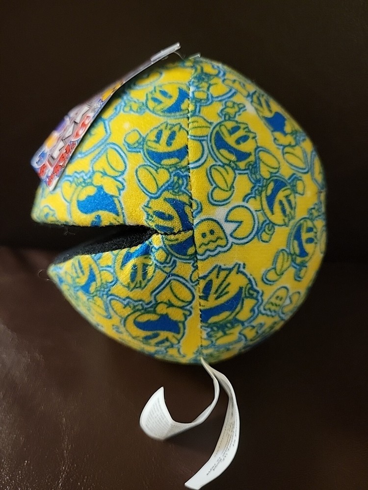 Pac Man 4.5" Yellow & Blue Stuffed Ball Plush