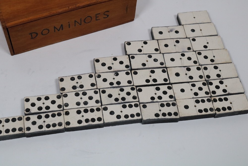 Vintage Dominos | Scratch Built Folk Art | Complete