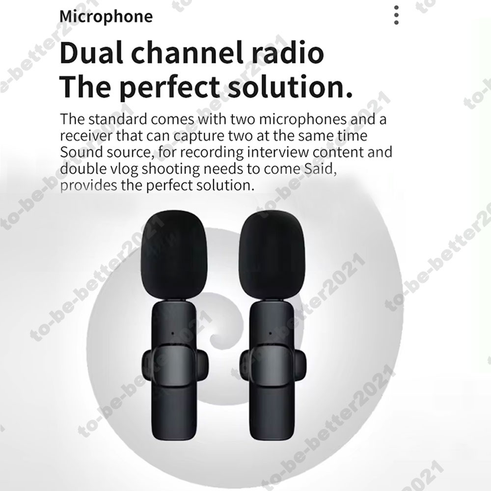 Wireless Lavalier Microphone Vlog Live Stream Mic For Phone Android iPhone ipad
