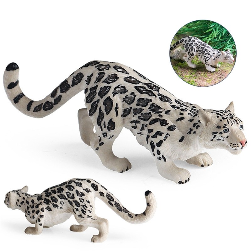 Simulated Wildlife Model Cheetah Toy Large Snow Leopard Flower Leopard Solid