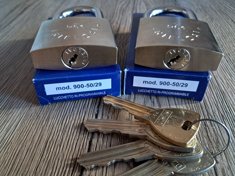 2 X RIELDA Keyed Alike Padlocks Re-programable High Security/W Key Set 3+1