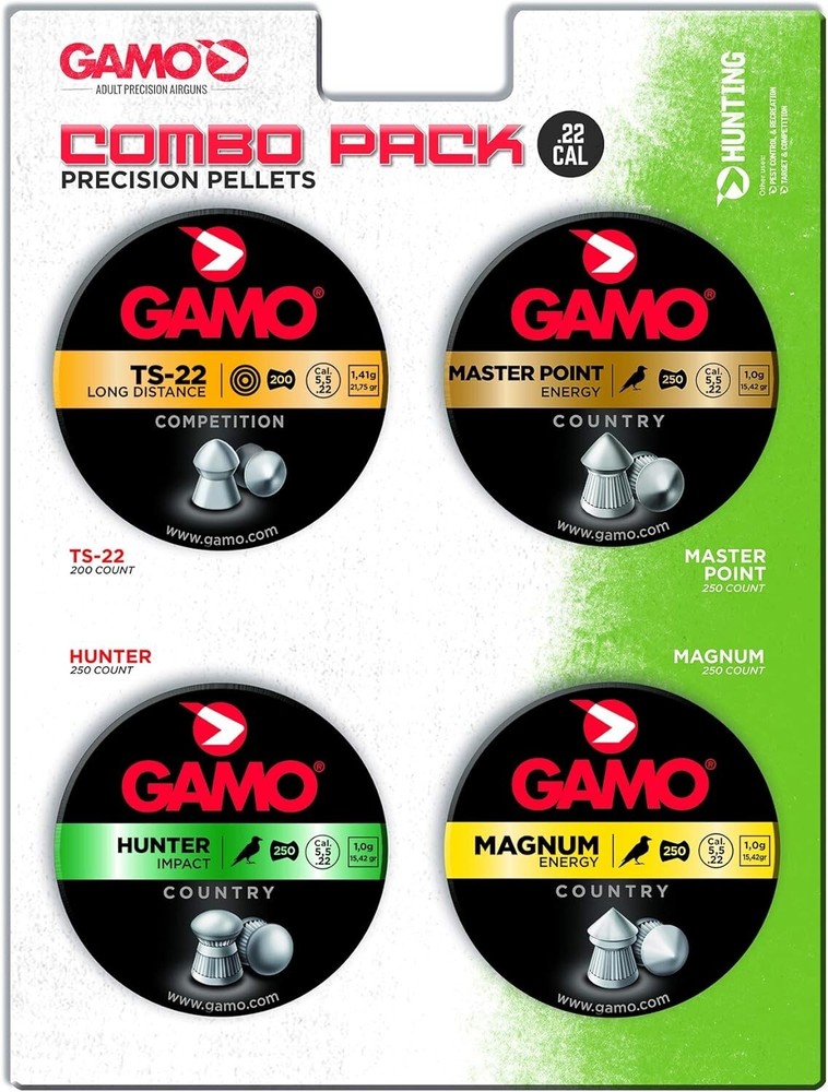 Gamo Combo Pack Assorted Air Rifle Pellets, .22 Caliber Caliber, pellet