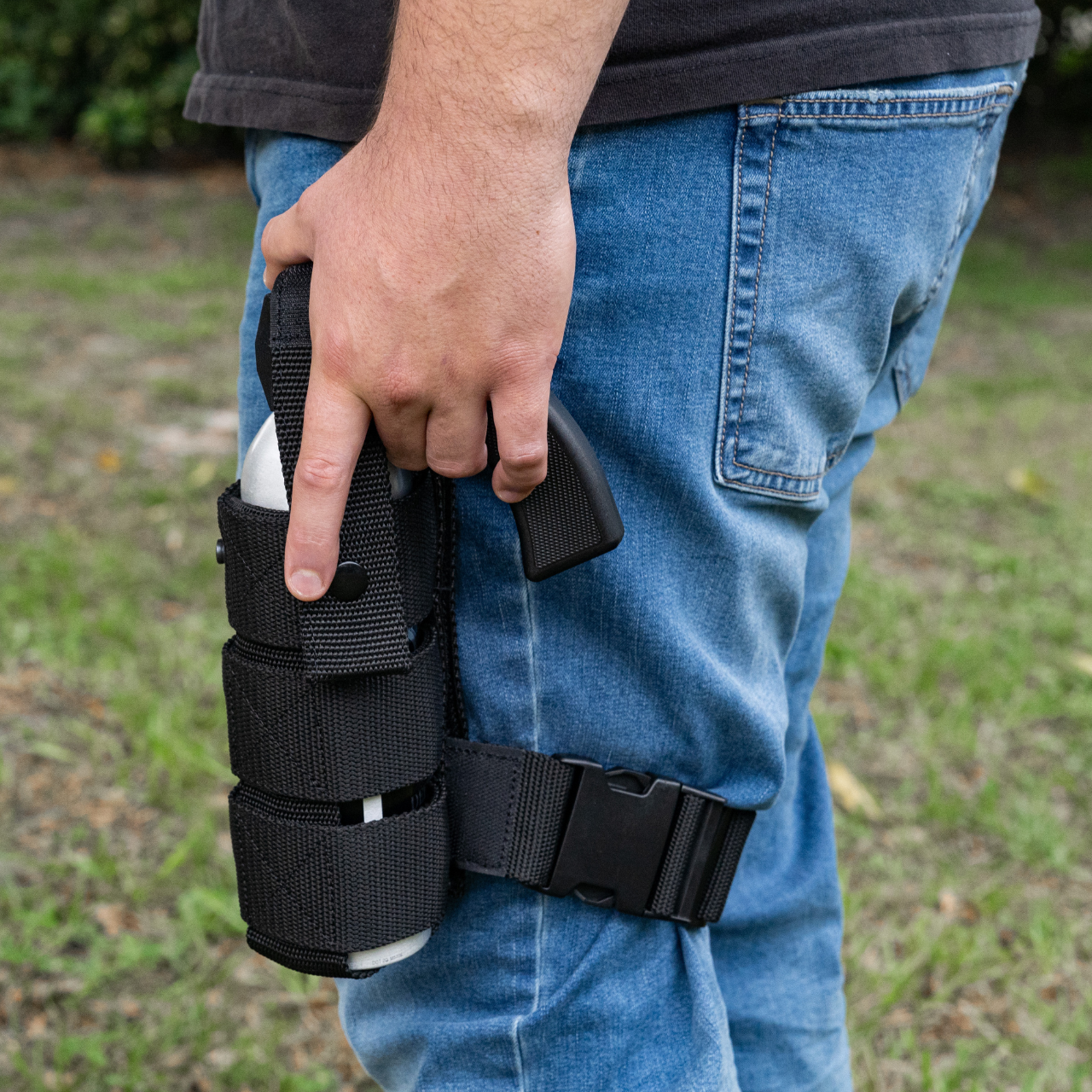 Police Magnum Heavy Duty Tactical Drop Leg Holster Holder & Pepper Spray 24oz PG